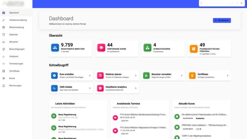Lernportal — Fortbildungsplattform für medizinisches Fachpersonal — Screenshot 1