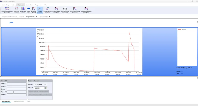 Log-Control — Messdaten-Software für Durchfluss-, Druck- und Temperaturmessung — Screenshot 1