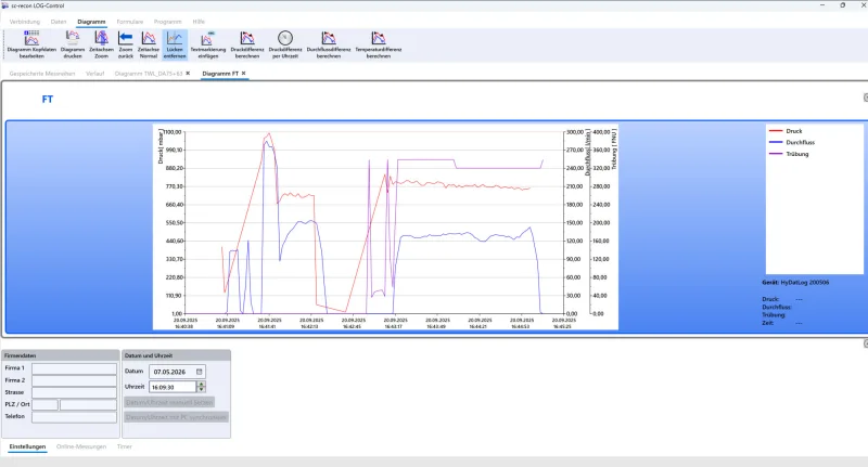 Log-Control — Messdaten-Software für Durchfluss-, Druck- und Temperaturmessung — Screenshot 2