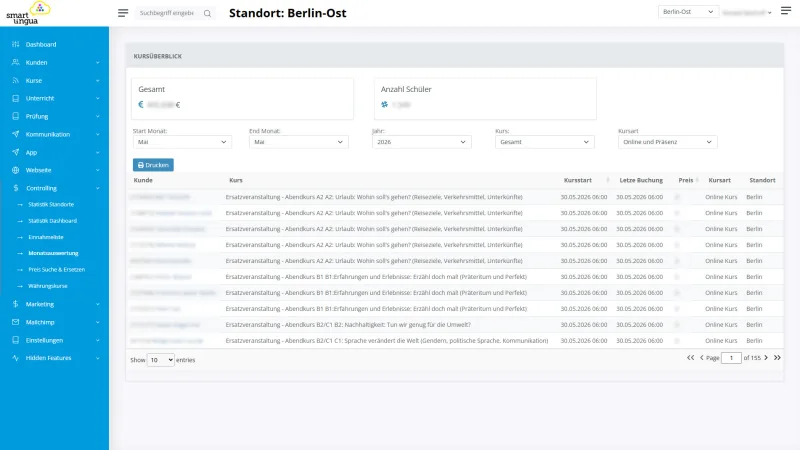 Smartlingua — Verwaltungssoftware für Sprachschulen — Screenshot 3