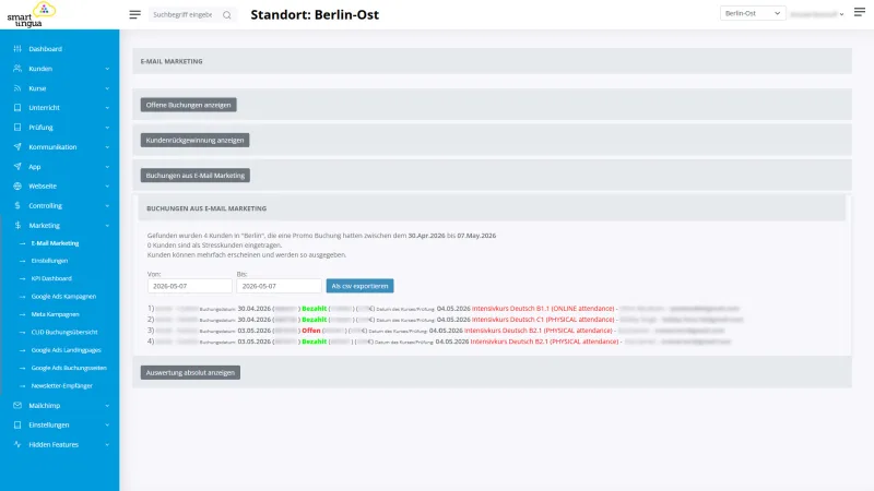 Smartlingua — Verwaltungssoftware für Sprachschulen — Screenshot 8